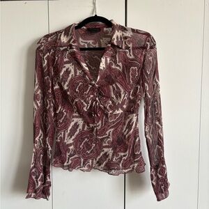 VTG The Limited Y2K Silk Top Paisley 70s Lettuce Hem